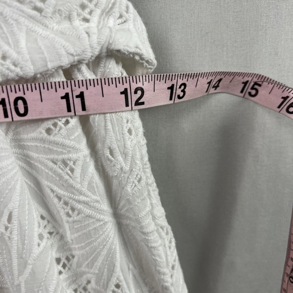 Michael Kors Dress Womens 10 Halter Eyelet White Tiered Belted Beach Coastal - Picture 13 of 16